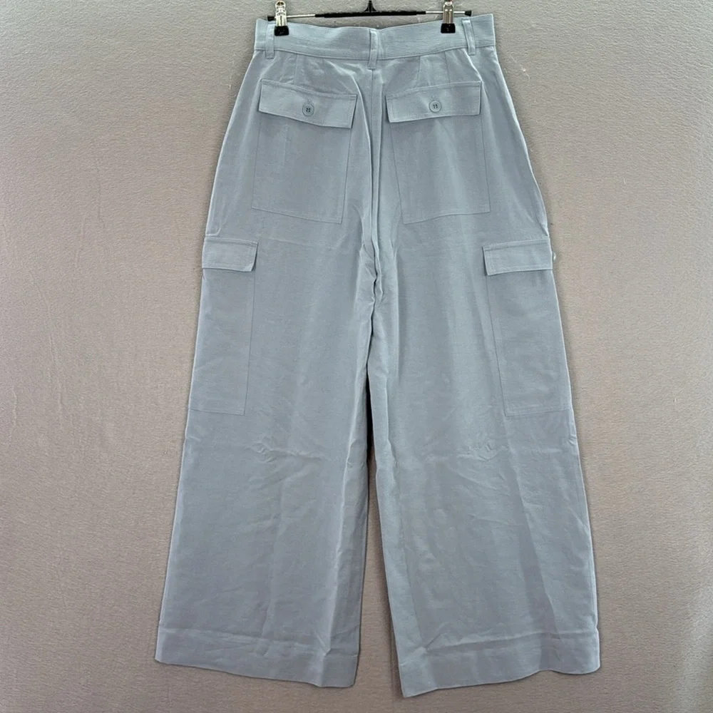 Sister Katie -Women's The Jen Cargo Light Dusty Blue Wide-Leg Pants high waist S
